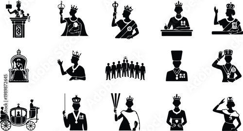 British Queen Silhouette Icon Collection Set