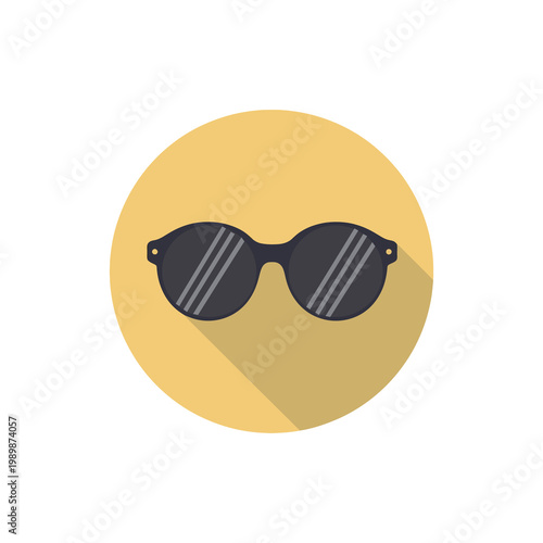 Flat Vector Icon of Round Sunglasses on a Circular Background