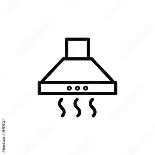 Line drawing of a kitchen range hood with smoke rising