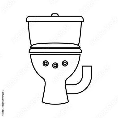 Black and white line drawing of a standard toilet