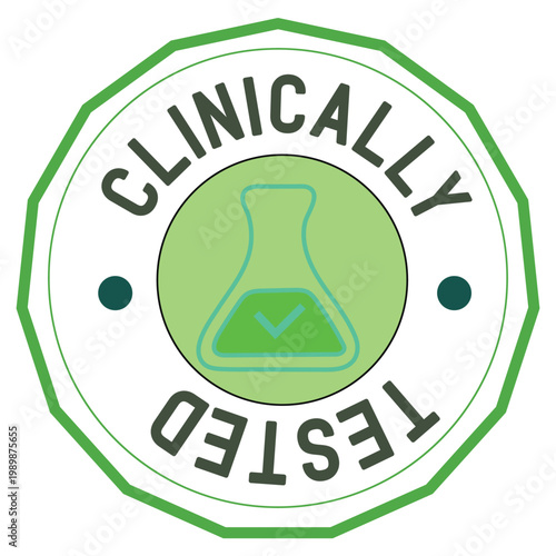 Badge indicating a product has been clinically tested for safety and efficacy