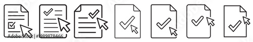 Document with Checkmark and Cursor Icon - File Approval