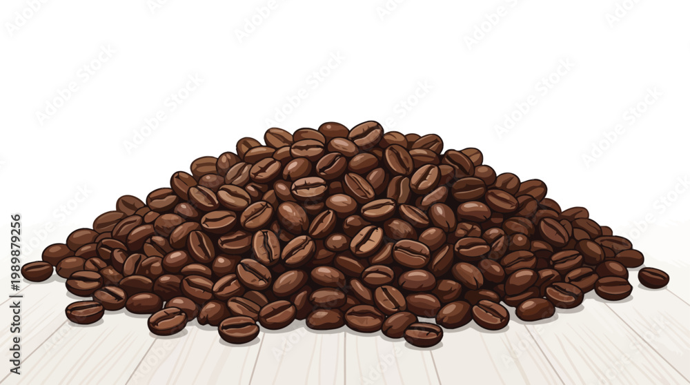 Fototapeta premium Scattered Roasted Coffee Beans Random Pattern on White Background