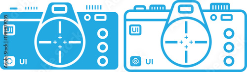Two blue camera icons with white and blue outlines