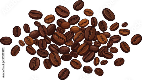 Dense Spread of Roasted Coffee Beans Full Frame Texture Background