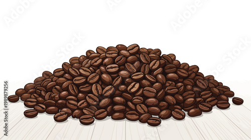 Scattered Roasted Coffee Beans Random Pattern on White Background