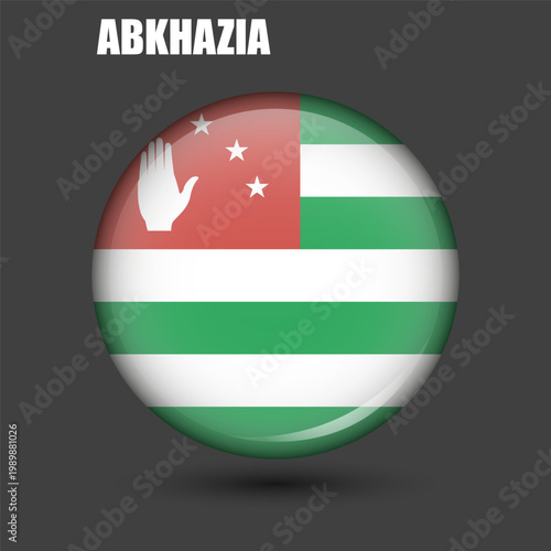 The national flag of Abkhazia is round.Vector.Round 3d flag icon with high detail.Spherical illustration of the flag.