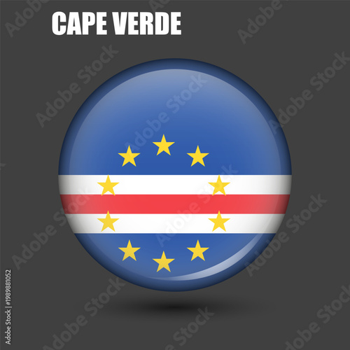 Free Download The national flag of Cape Verde is round.Vector.Round 3d flag icon with high detail.Spherical illustration of the flag. - GFXLoad
