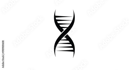 A black dna helix symbol on a plain white background