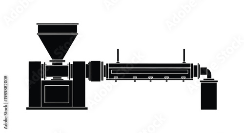 Simple black silhouette of an industrial grinding or milling machine