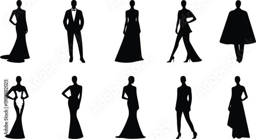 Red Carpet Silhouette Icon Collection Set