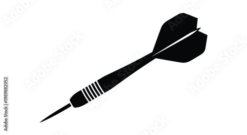 A black silhouette of a dart angled against a white background