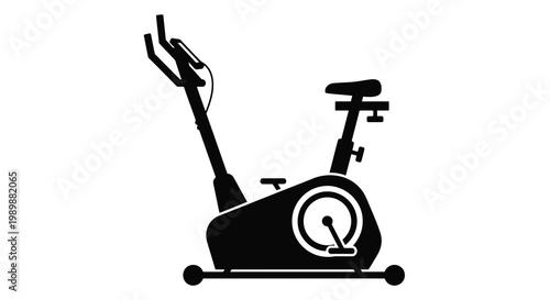 Black silhouette of an exercise bike against a white background