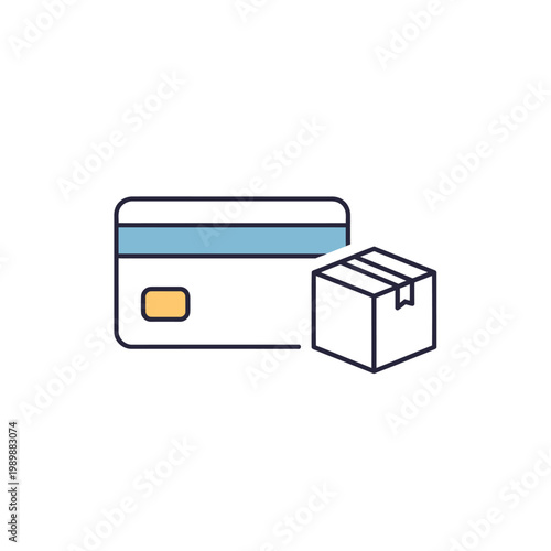 Credit Card and Shipping Box Icon 3.