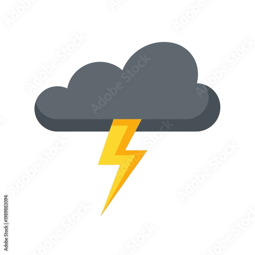 Dark Storm Cloud with Lightning Bolt Icon.