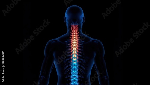 Infrared Heat Map of Back and Spine with Detailed Temperature Variation and Muscle Structures