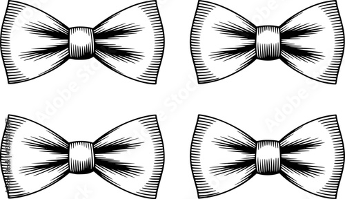 Vintage black and white bow tie white background