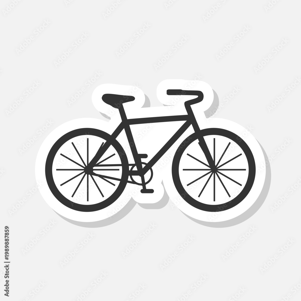 Fototapeta premium Bicycle icon sticker isolated on gray background
