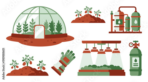 Modern agriculture technology greenhouse hydroponics and farming equipment for sustainable food production and plant cultivation