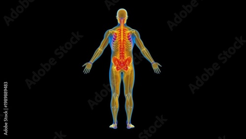 Thermal Scan of Human Back with Infrared Heat Map and Full Body Temperature Distribution