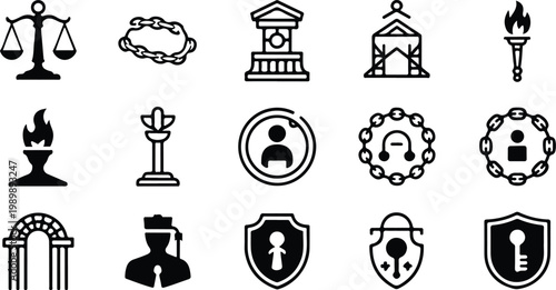 Gallows Silhouette Icon Collection Set