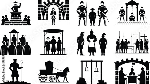 Gallows Silhouette Icon Collection Set