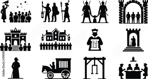 Gallows Silhouette Icon Collection Set