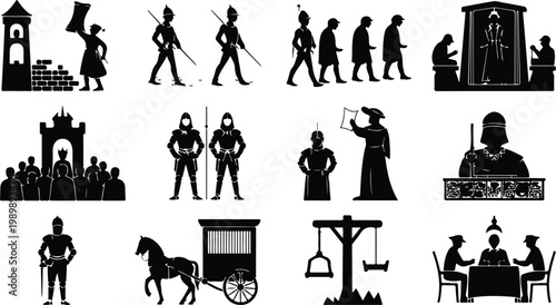 Gallows Silhouette Icon Collection Set