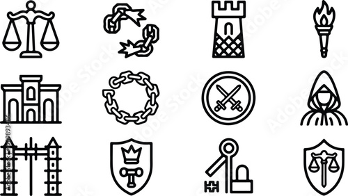 Gallows Silhouette Icon Collection Set