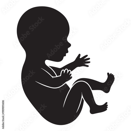 Infant profile icon in black silhouette minimal style isolated on white
