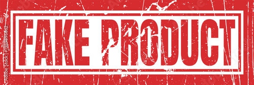Grunge red fake product word rubber stamp seal on white background.