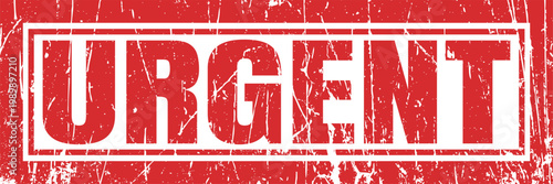 Urgent red grunge rubber stamp banner for priority messages and critical time notification.