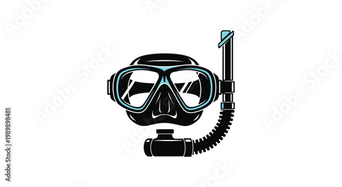 Detailed scuba diving mask and snorkel equipment graphic a striking silhouette