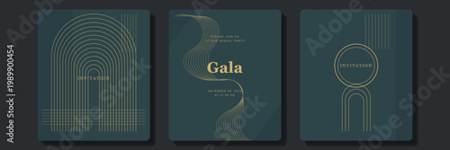 Vector luxury invitation template elegant geometric line art design gala event card