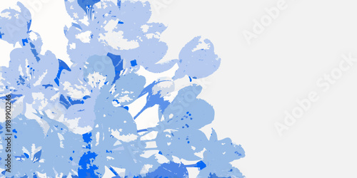 Abstract floral arrangement in shades of pale blue and white