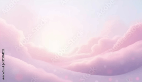 A serene skyscape of fluffy, pastel-colored clouds that convey a sense of peace and dreamlike fantasy, offering a sense of hope and tranquility.
