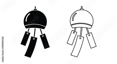 Two wooden clappers with a central dome a striking silhouette