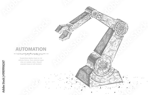 Robot hand. Abstract 3d wireframe Robot hand isolated on white. Automation, conveyor, manufacture or other concept vector illustration or background