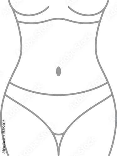 Vector illustration of a woman's torso with dotted lines indicating body contouring