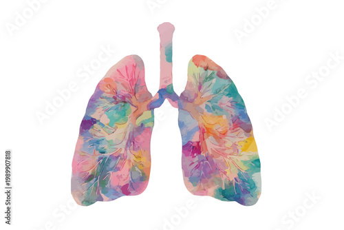 Colorful watercolor lungs artwork with vibrant artistic expression