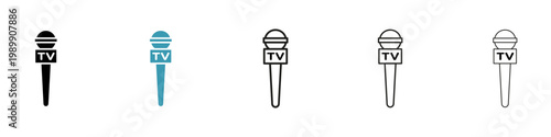 Microphone press vector icon logo or illustration