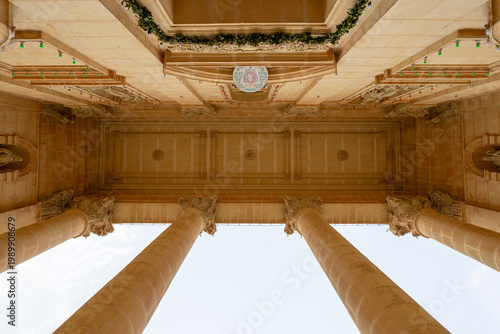 Neoclassical portico of the Parish Church of the Assumption of the Blessed Virgin Mary - Mgarr, Malta