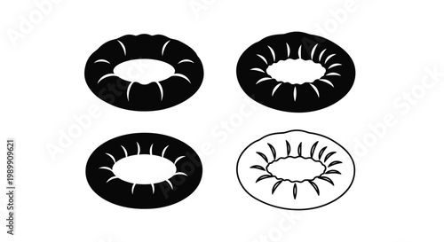 Four bagel illustrations in varying styles a striking silhouette