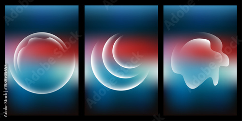 Abstract Red and Blue Light Trails - This image displays three abstract light trails set against contrasting blue