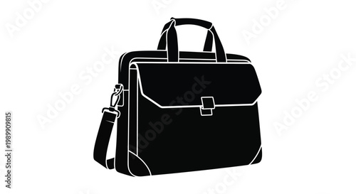 Black briefcase illustration with clean lines a striking silhouette