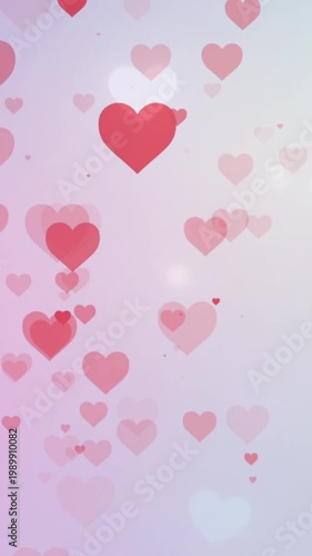 Romantic Love Background with Floating Hearts and Heartbeat Animation