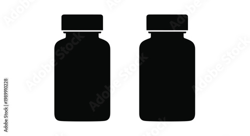 Two black capsule shapes displayed against a white background silhouette
