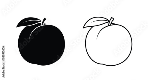 Two peaches one dark one outlined a striking design silhouette