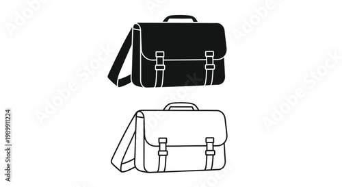 Two black satchel bag designs in a minimalist silhouette