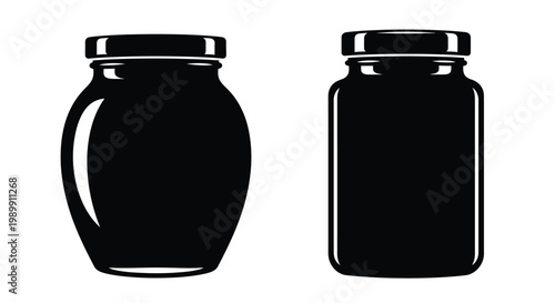 Two glass jars depicted in a striking black silhouette